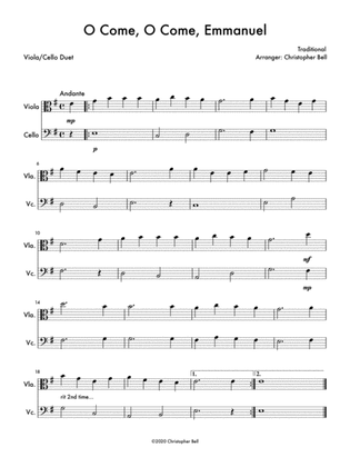 Book cover for O Come, O Come, Emmanuel - Easy Viola/Cello Duet
