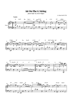 Air On The G String (from Suite No.3 in D Major) (Bach) - Piano