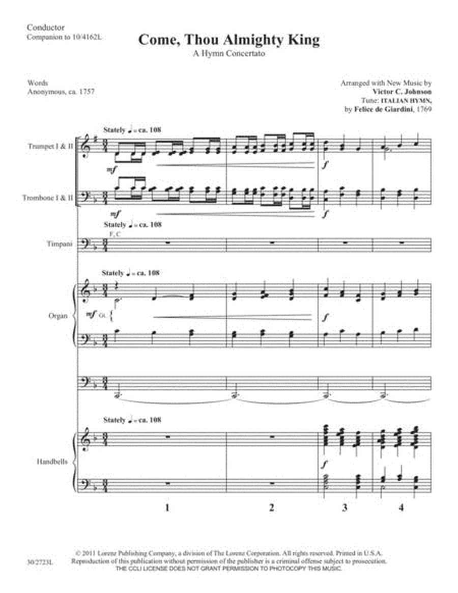 Come, Thou Almighty King - Brass and Timpani Score and Parts
