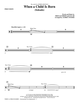 Book cover for When A Child Is Born (Soleado) - Percussion