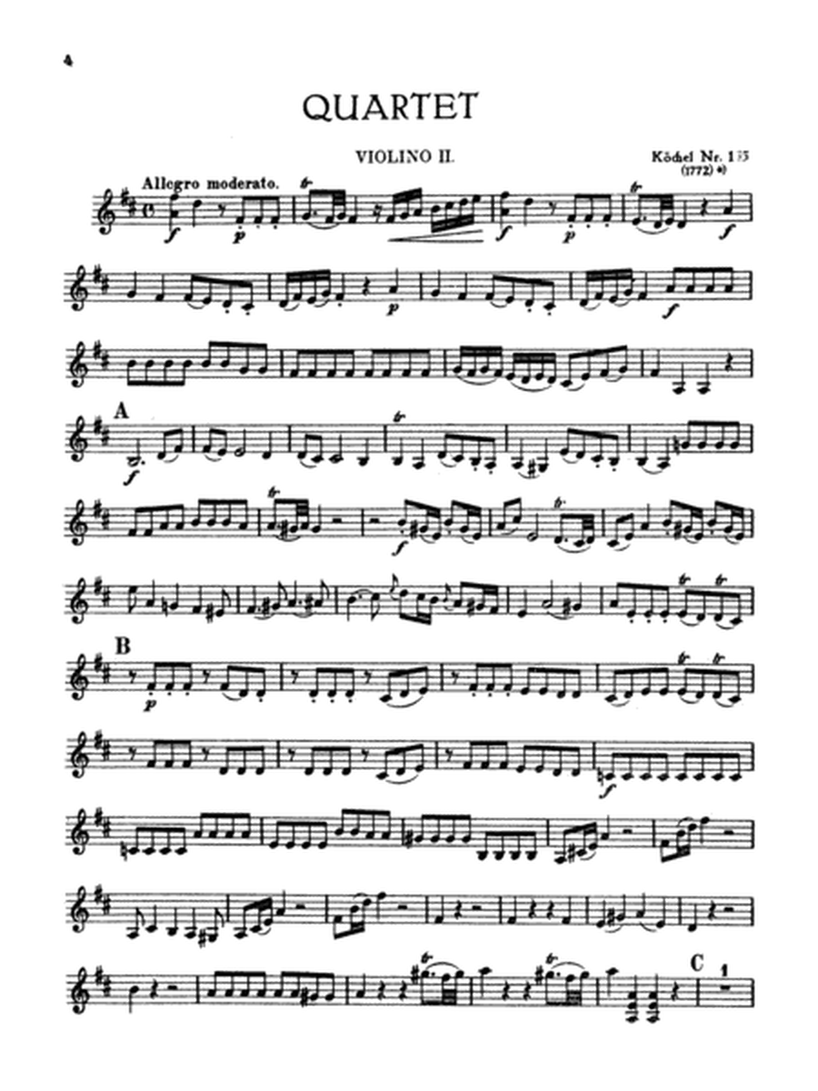 Sixteen Easy String Quartets, K. 155, 156, 157, 158, 159, 160, 168, 169, 170, 171,172, 173, 285, 298, 370, 546