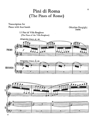 Book cover for Respighi Pini di Roma, for piano duet(1 piano, 4 hands), PR811
