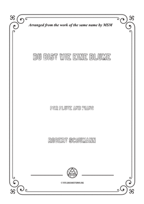 Book cover for Schumann-Du bist wie eine Blume,for Flute and Piano