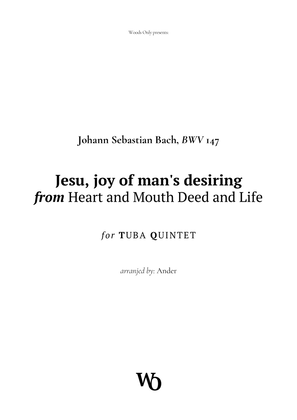 Book cover for Jesu, joy of man's desiring by Bach for Tuba Quintet