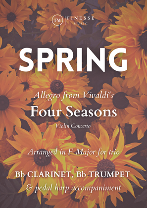 Book cover for TRIO - Four Seasons Spring (Allegro) for Bb CLARINET, Bb TRUMPET and PEDAL HARP - F Major