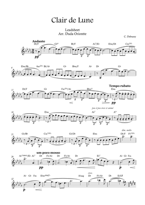 Book cover for Clair de Lune ( Leadsheet - original key - D flat )