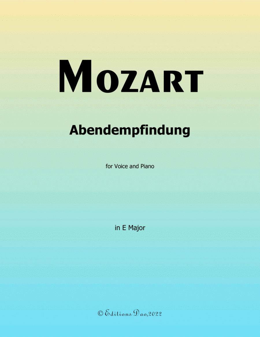 Abendempfindung, by Mozart, in E Major