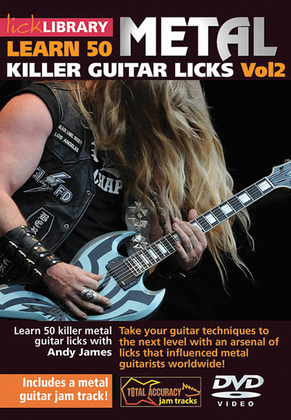Book cover for Learn 50 Metal Killer Guitar Licks