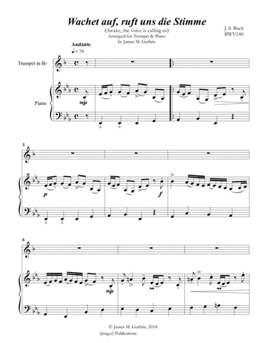 Bach: Wachet auf for Trumpet & Piano image number null