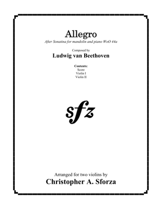 Book cover for Allegro, violin duet after Beethoven