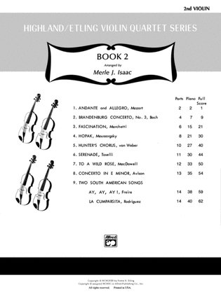 Book cover for Highland/Etling Violin Quartet Series: Set 2: 2nd Violin