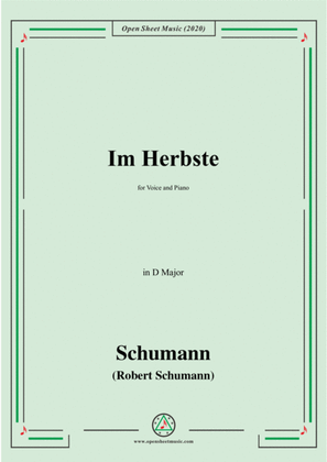 Book cover for Schumann-Im Herbste,in D Major,for Voice and Piano