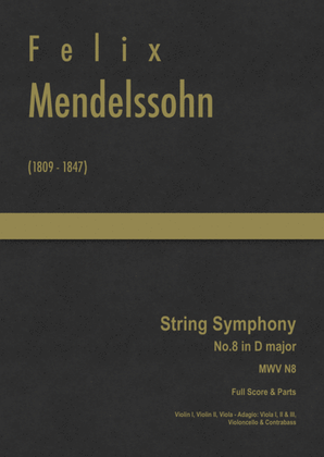 Book cover for Mendelssohn - String Symphony No.8 in D major, MWV N 8