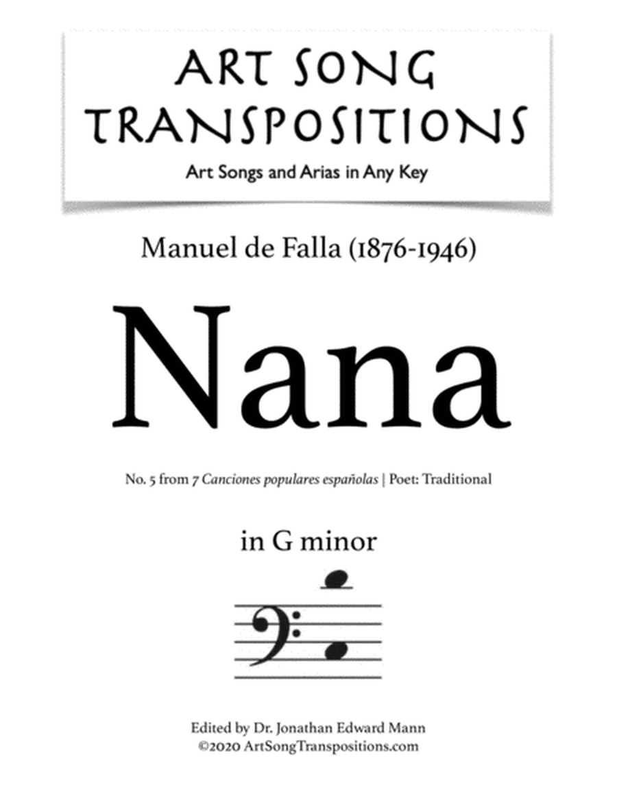 FALLA: Nana (transposed to G minor, bass clef)