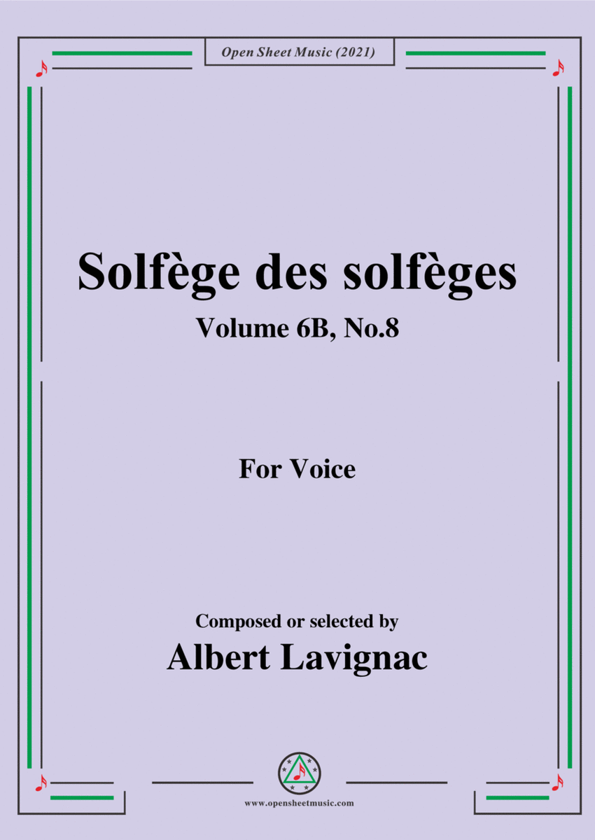 Lavignac-Solfege des solfeges,Volume 6B No.8,for Voice