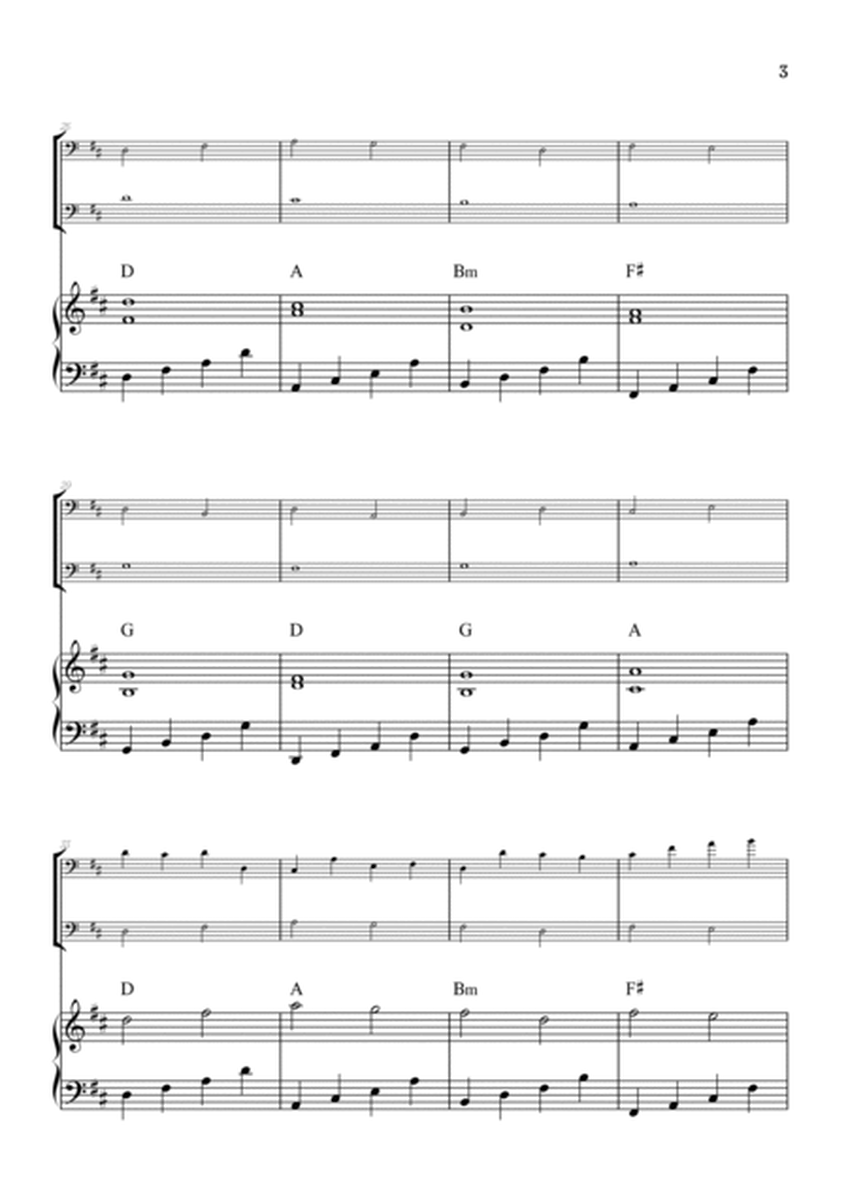 Pachelbel Canon in D • cello duet sheet music w/ piano accompaniment [chords] image number null