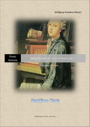 Book cover for Mozart – Complete String quartet no.15 in D minor K421 for piano solo