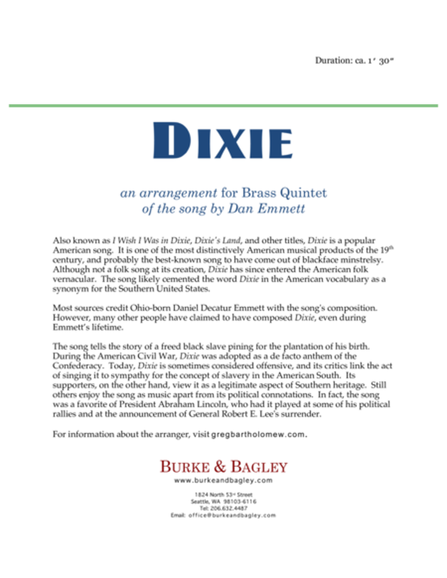 Dixie for brass quintet