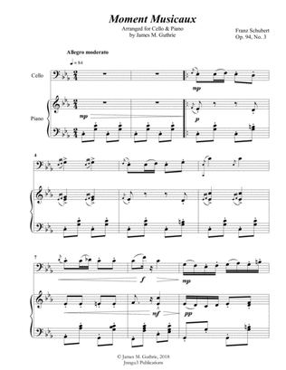 Book cover for Schubert: Moment Musicaux for Cello & Piano