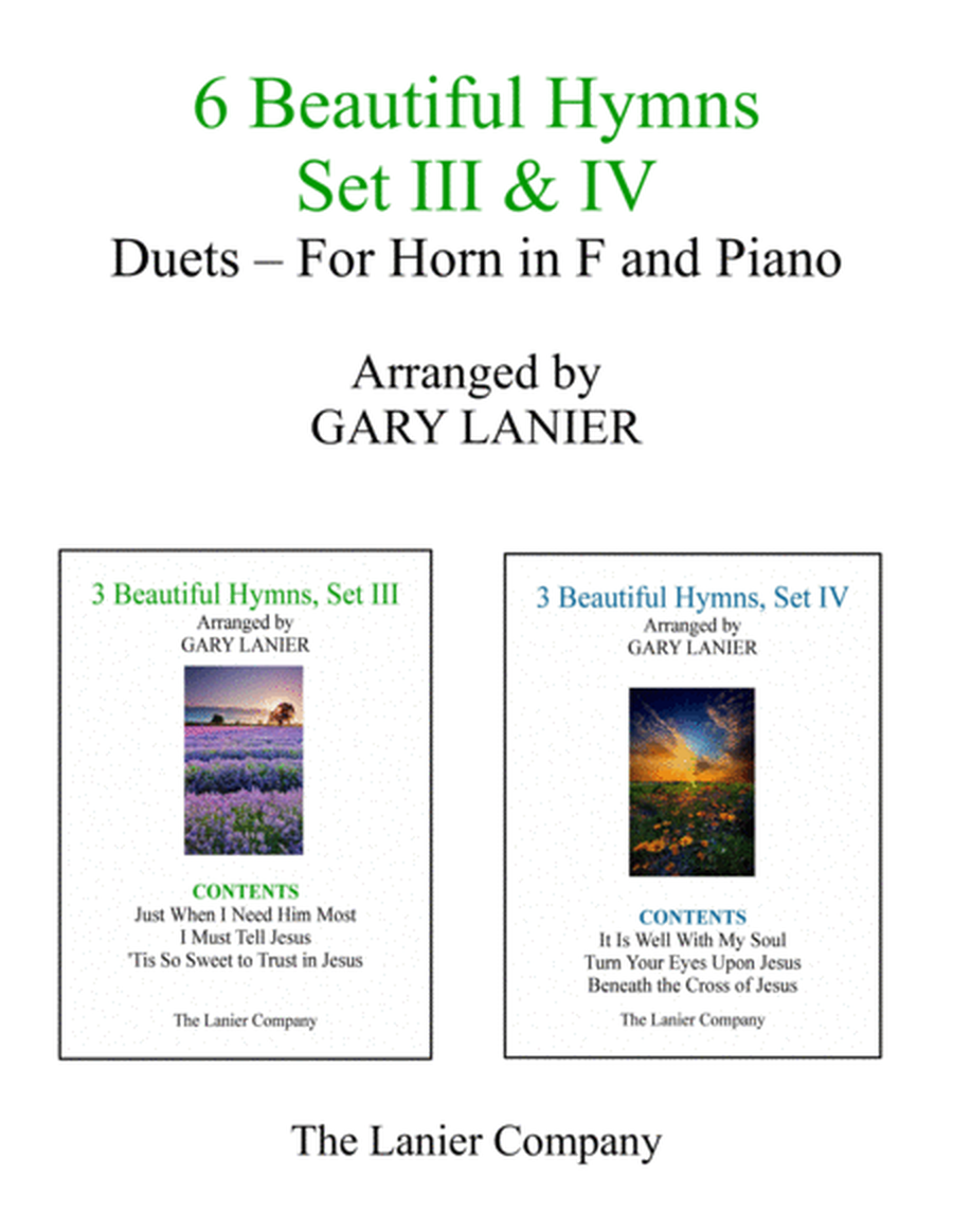 6 BEAUTIFUL HYMNS, Set III & IV (Duets - Horn in F and Piano with Parts) image number null