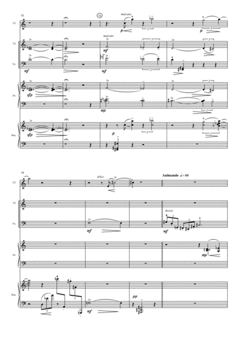 Dos Soliloquis for Clarinet, Violin, Cello, Accordion and Piano