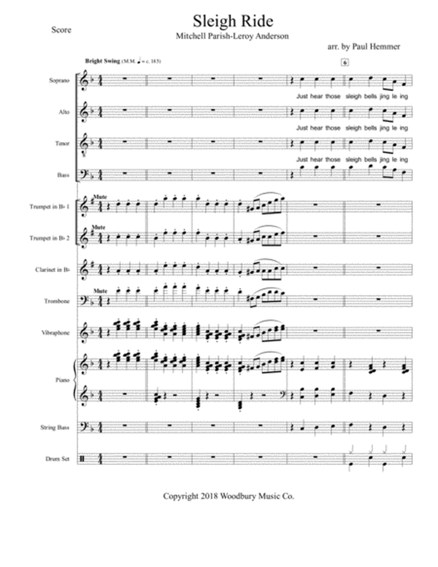 Sleigh Ride (SATB) Jazz Choir with instrumental combo image number null