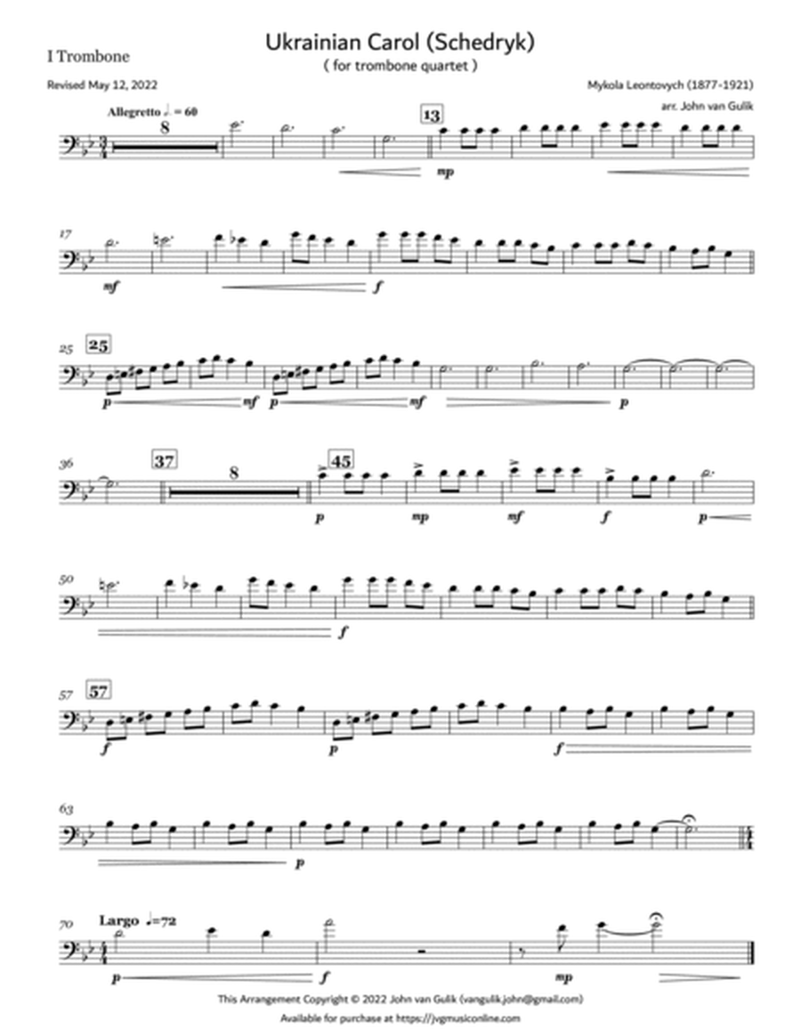 Ukrainian Carol (Schedryk) - Trombone Quartet image number null