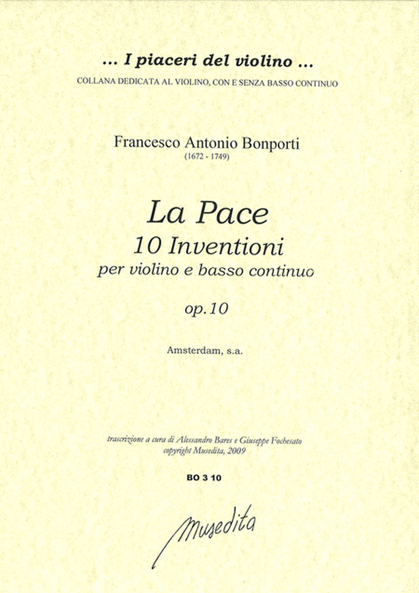 La Pace. Inventione a violino solo col basso continuo op.10 (Amsterdam, s.a.)