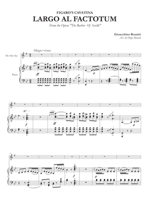 Book cover for Figaro's Cavatina "Largo Al Factotum" for Alto Saxophone and Piano