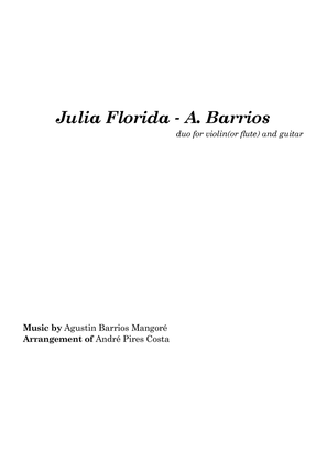 Book cover for Julia Florida - A. Barrius Mangoré for Flute/Violin and Guitar