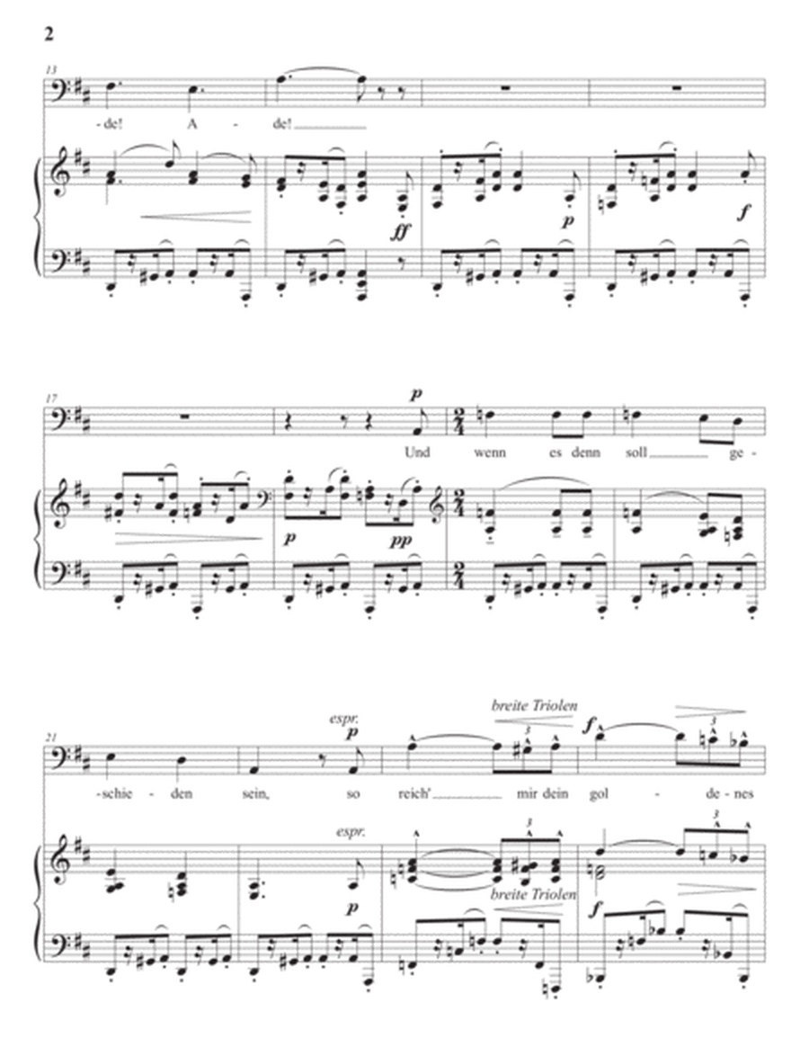 MAHLER: Scheiden und Meiden (transposed to D major, bass clef)
