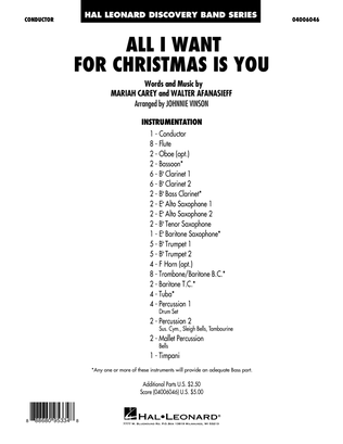 Book cover for All I Want For Christmas Is You (arr. Johnnie Vinson) - Conductor Score (Full Score)