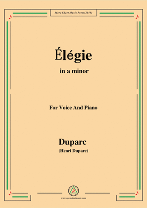 Book cover for Duparc-Élégie in a minor