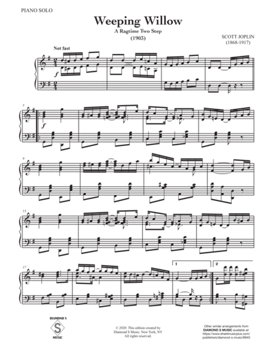 Weeping Willow (A Ragtime Two-Step) - Scott Joplin - Piano Solo image number null