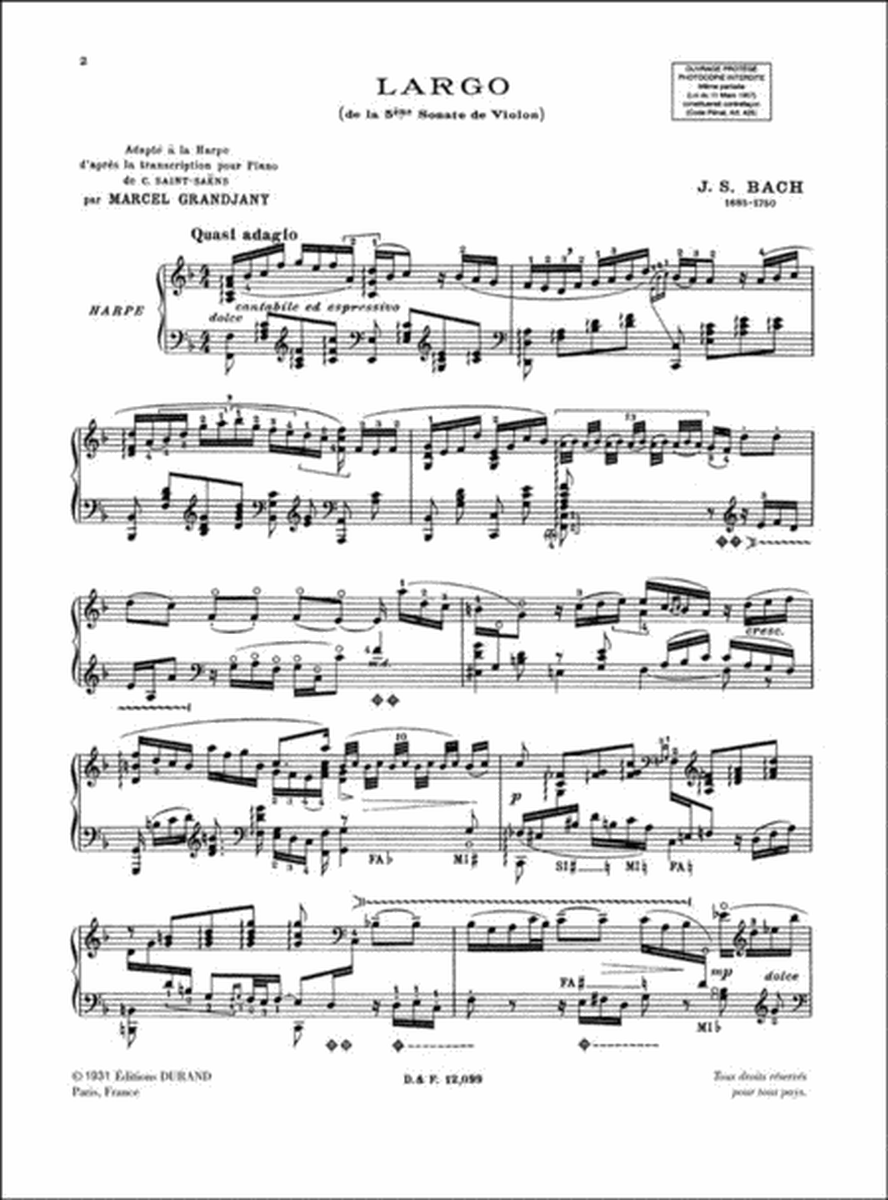 Largo (from Sonata No. 5 for Violin)