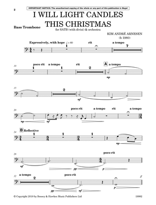 Book cover for I Will Light Candles This Christmas (Full Orchestration) - Bass Trombone (3rd part)