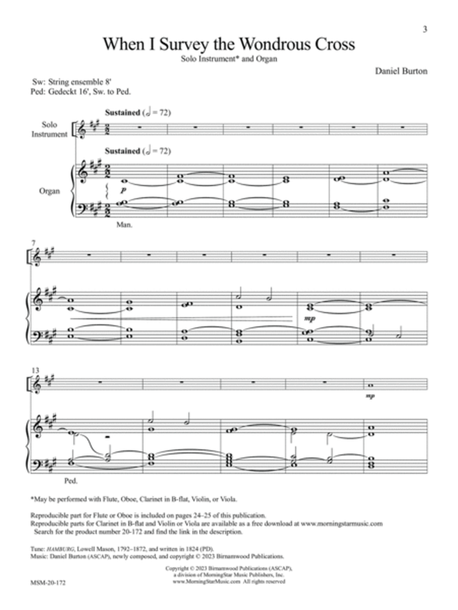 When I Survey the Wondrous Cross: Four Lenten Hymn Meditations for Solo Instrument and Organ