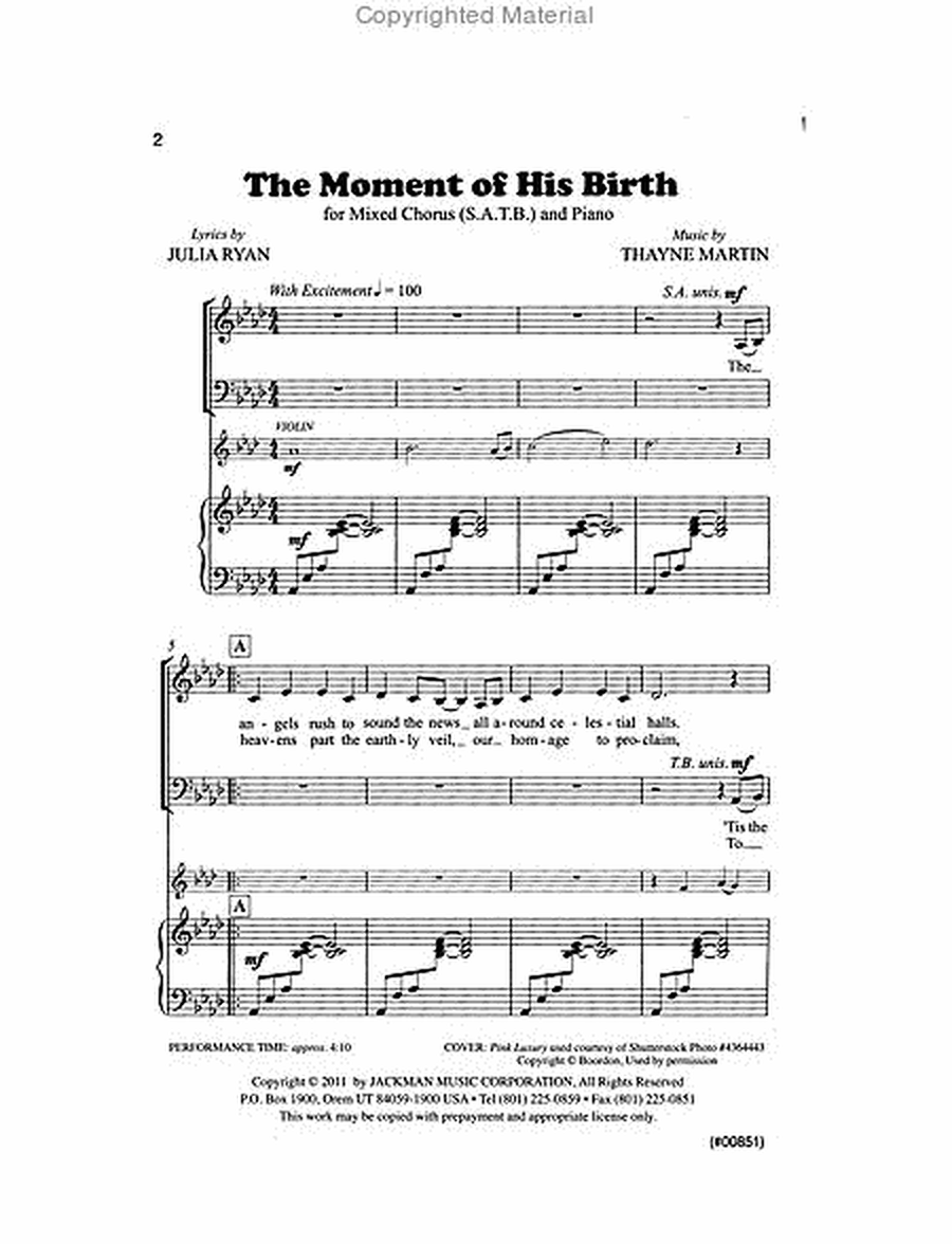 The Moment of His Birth - SATB image number null