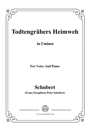 Book cover for Schubert-Todtengräbers Heimweh,in f minor,for Voice&Piano