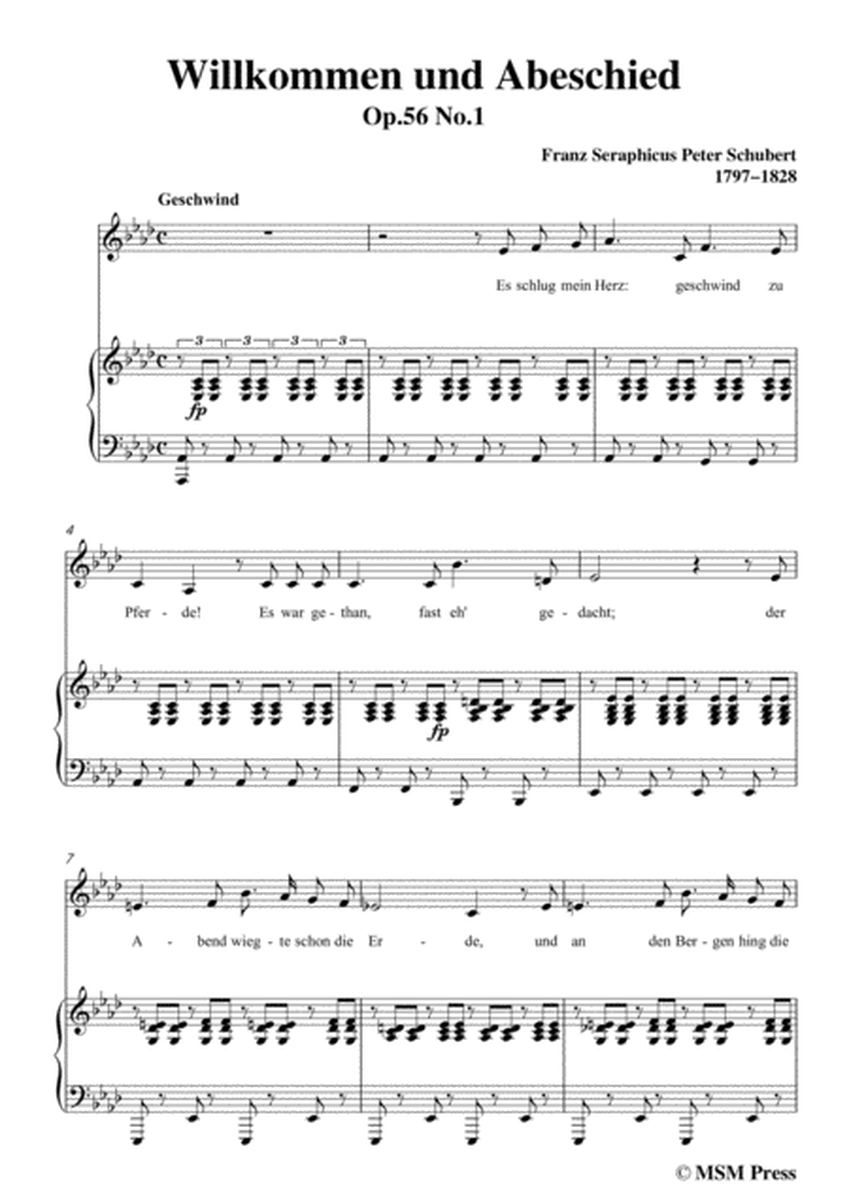 Schubert-Willkommen und Abeschied,in A flat Major,Op.56 No.1,for Voice&Piano image number null