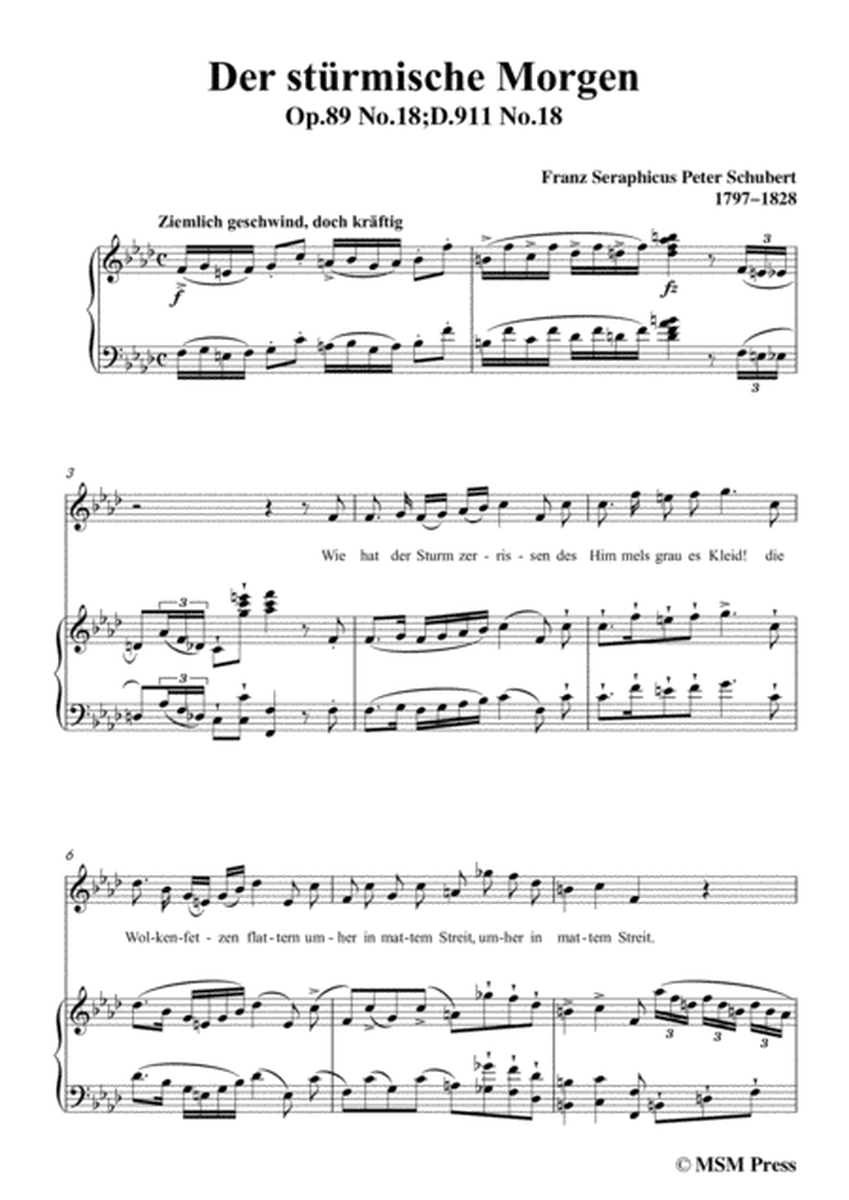 Schubert-Der stürmische Morgen,from 'Winterreise',Op.89(D.911) No.18,in f minor,for Voice&Piano image number null