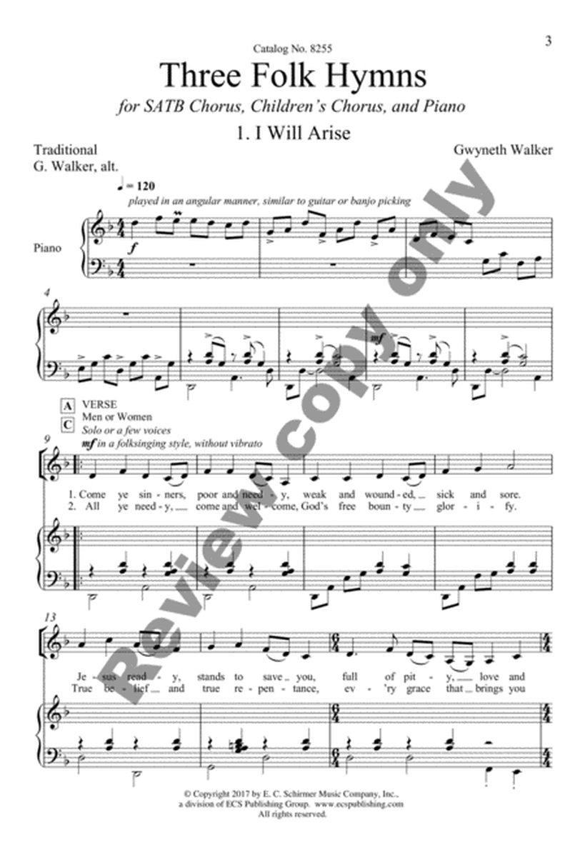 Three Folk Hymns (Complete Piano/Choral Score) image number null