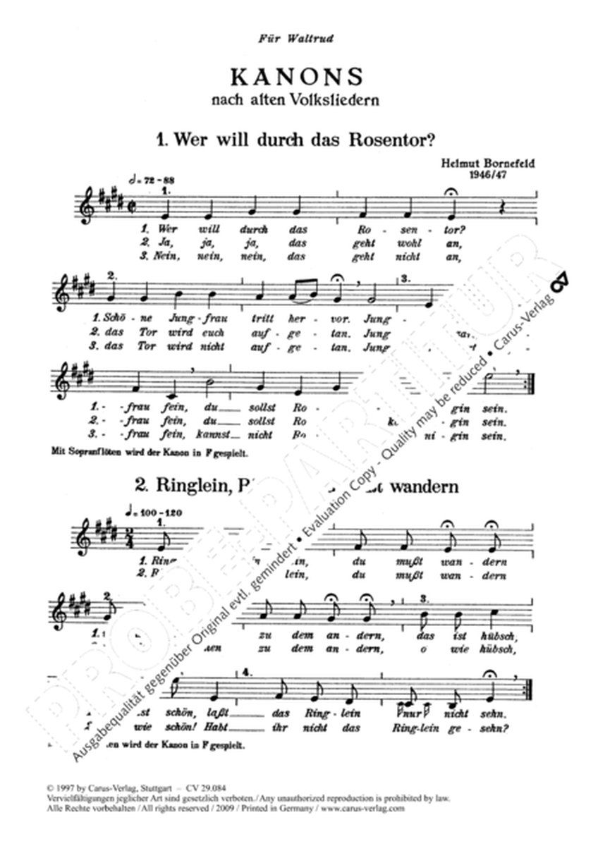 Kanons nach alten Volksliedern