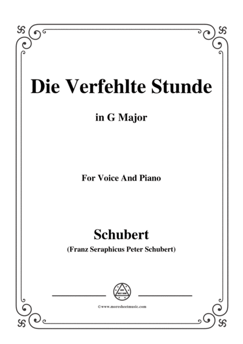 Schubert-Die Verfehlte Stunde,in G Major,for Voice&Piano image number null