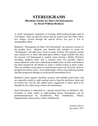 Stereograms - Rhythmic Etudes for Bass Clef Instruments, Volume 1