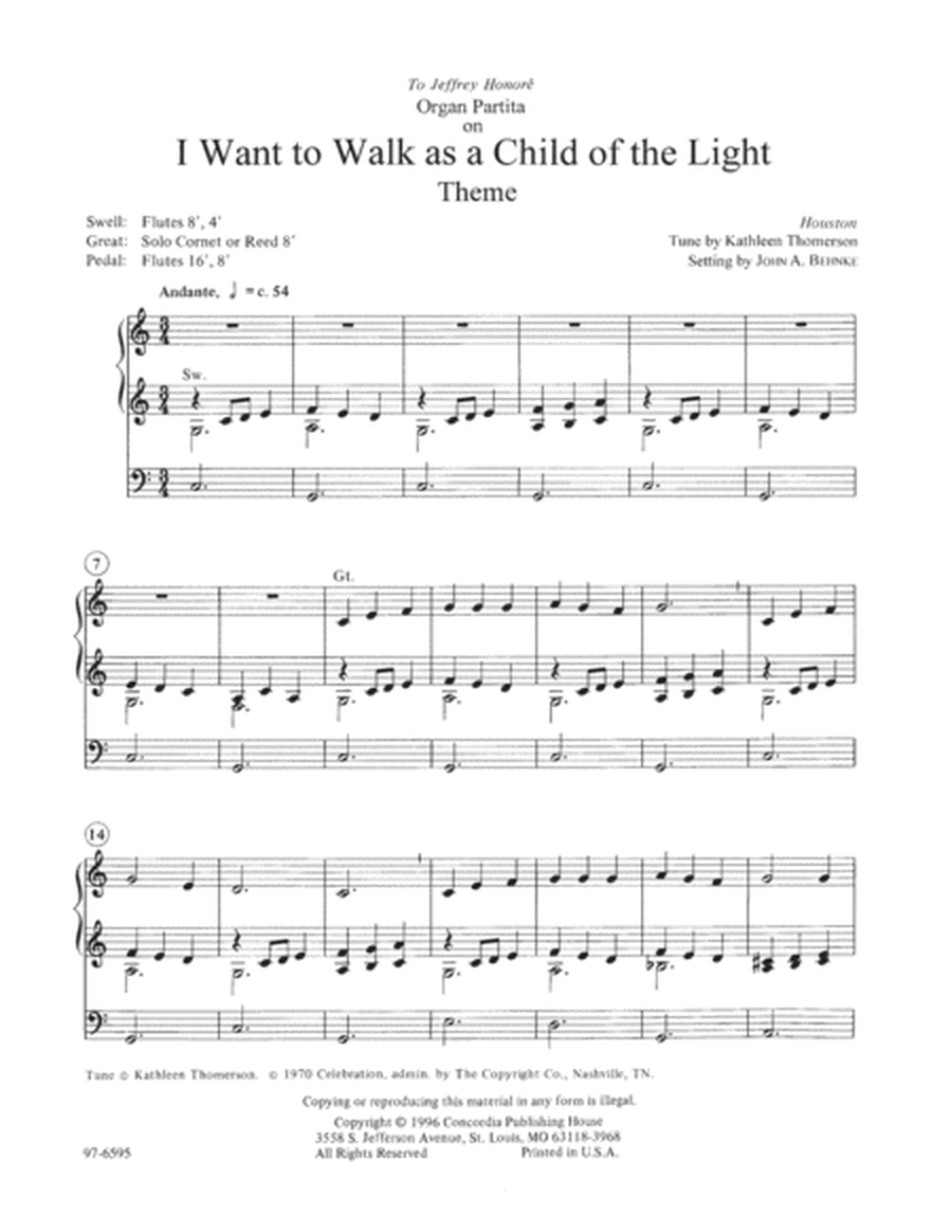 Partita on "I Want to Walk as a Child of the Light" image number null
