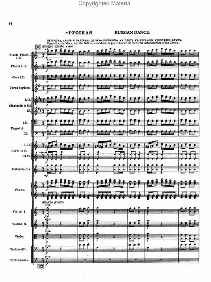 Petrushka in Full Score -- Original Version