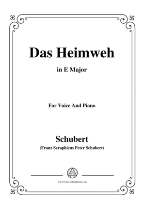 Book cover for Schubert-Das Heimweh,in E Major,for Voice&Piano