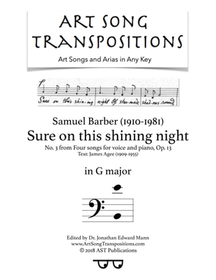 Book cover for Sure On This Shining Night, Op. 13, No. 13