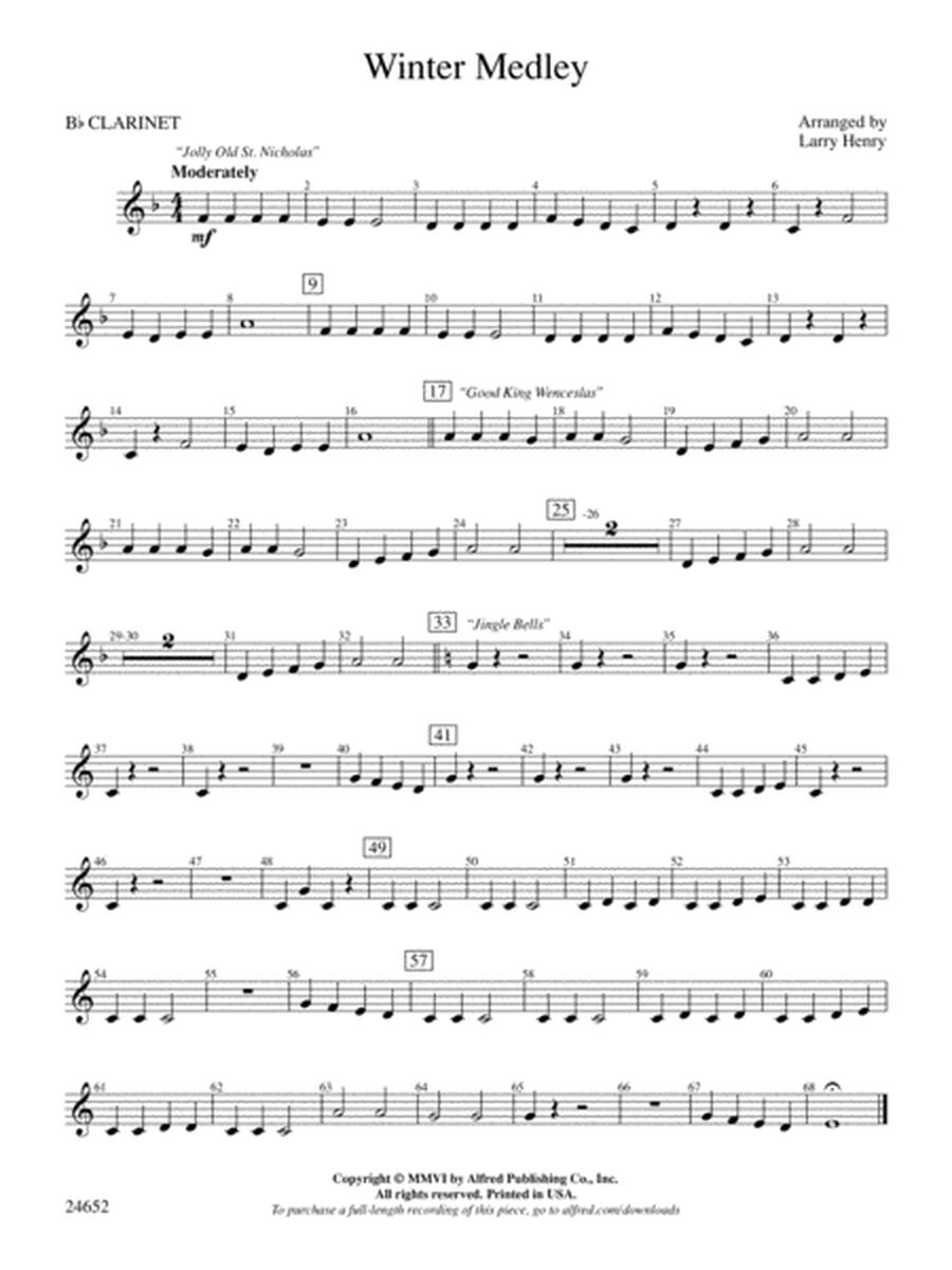 Winter Medley: 1st B-flat Clarinet